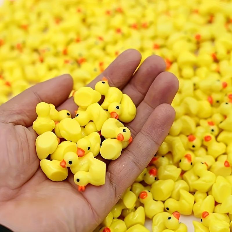 Mini Duck Resin Decoration, 100pcs set Cute Yellow Duck Ornament, Doll House Decoration, Party Gift, Birthday Gift, Seasonal Gift