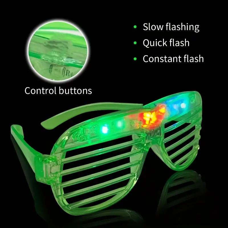 10Pcs Unisexes flashing slotted shutter shades, multi-colored plastic glasses, on off buttons, event party accessories, festive decor