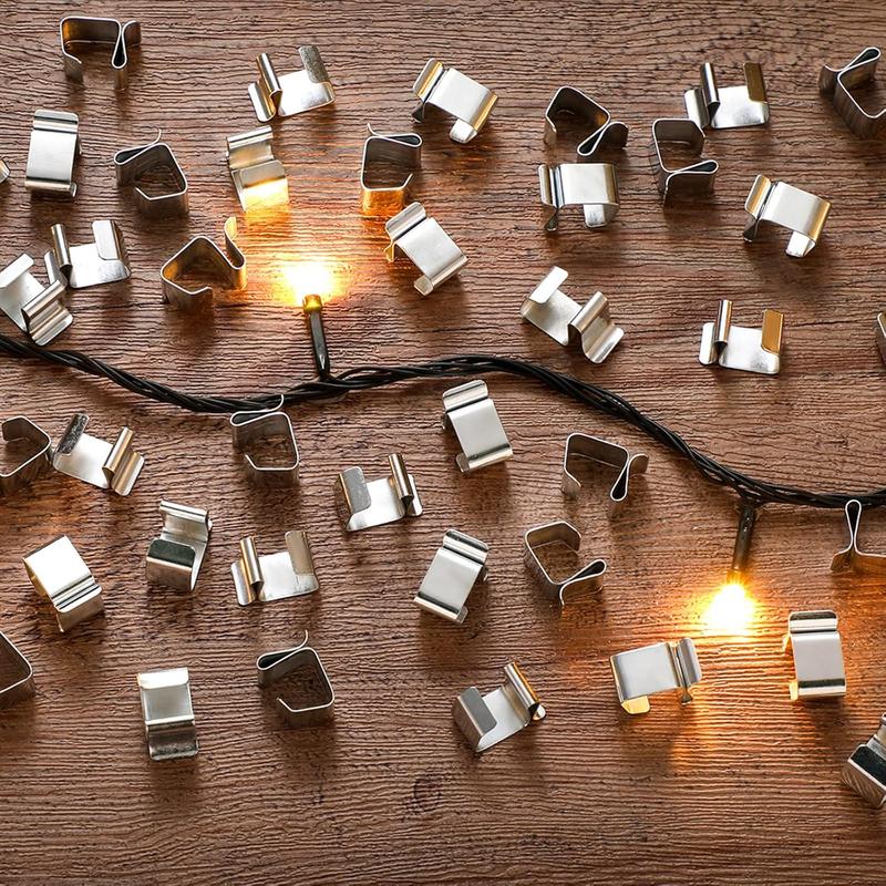 Zinc Galvanized Gutter Hook, 50pcs set Multi-purpose Holiday Lights Roof Hook, Gutter Clips for Hanging Outdoor Lights String Lights