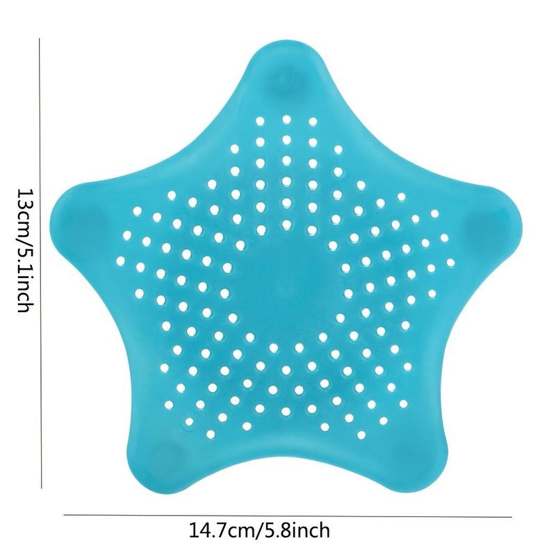 4pcs Random Color Star Shaped Kitchen Filter, Washable Hollow Out Design Hair Catcher, Drain Cover for Kitchen Bathroom Bathtub