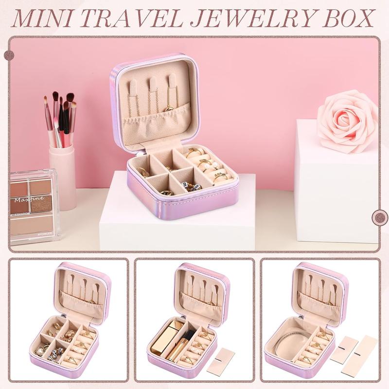 Portable Jewelry Storage Box with Mirror, 1 Count Multi-grid Jewelry Organizer, Jewelry Storage Box for Earrings, Rings, Necklaces, Travel Case