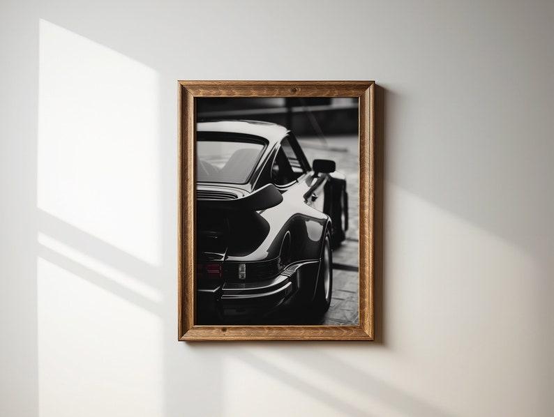 Rear View Porsche 911 Poster | Luxury Sport Wall Art | Printable Black and White Car Print