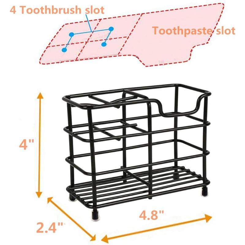 Toothbrush Holder for Bathrooms, Stainless Steel Bathroom Black Toothbrush and Toothpaste Holder Wenng