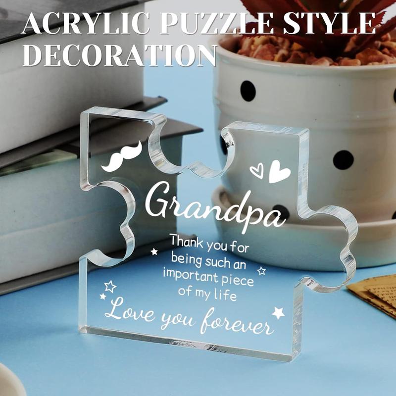 Grandpa Gifts  Puzzle Plaque - Grandpa Christmas Gifts - Gifts for Grandpa 3.35 x 2.76 Inch Desk Decorations - Fathers Day Birthday Card Gifts for Grandpa