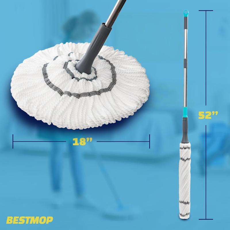 Twist Mop, Self Wringing Mop for Hardwood Floor Cleaning, Trapeador, Mops for Floor Cleaning with Wringer, Micro Fiber Cloth & Scrubber Head, Quickie Mop, Wring Mop for All Surfaces (Blue) Benoo Inc