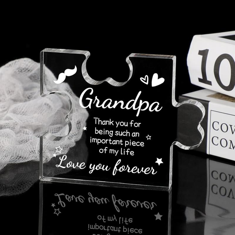 Grandpa Gifts  Puzzle Plaque - Grandpa Christmas Gifts - Gifts for Grandpa 3.35 x 2.76 Inch Desk Decorations - Fathers Day Birthday Card Gifts for Grandpa