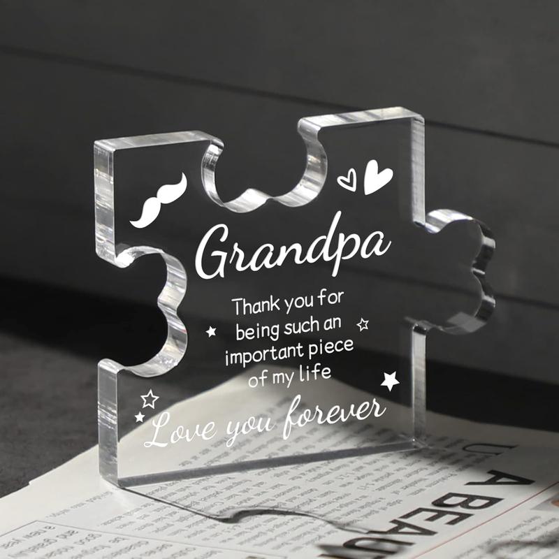 Grandpa Gifts  Puzzle Plaque - Grandpa Christmas Gifts - Gifts for Grandpa 3.35 x 2.76 Inch Desk Decorations - Fathers Day Birthday Card Gifts for Grandpa