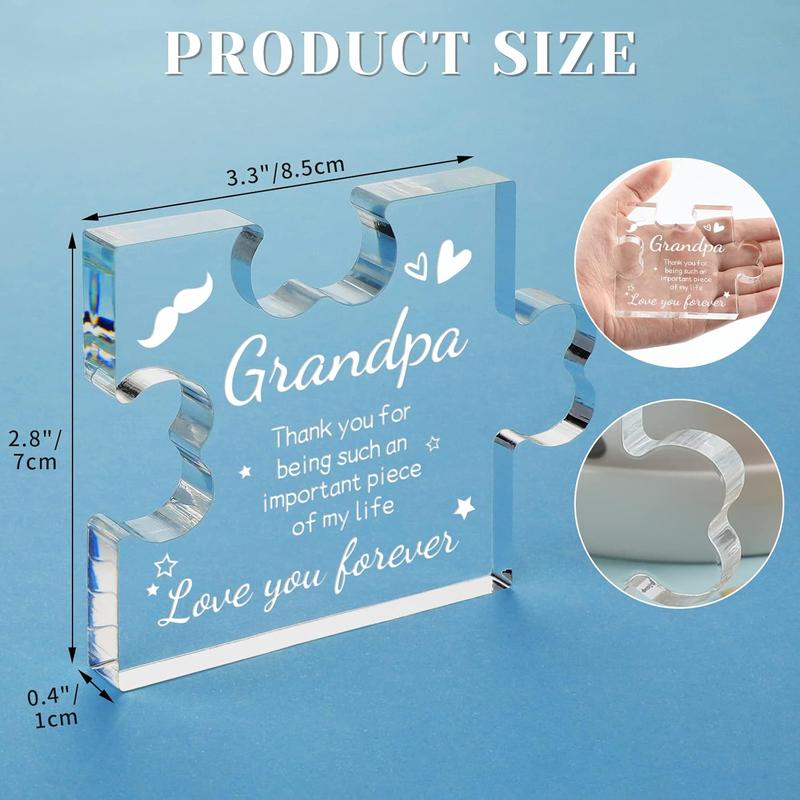 Grandpa Gifts  Puzzle Plaque - Grandpa Christmas Gifts - Gifts for Grandpa 3.35 x 2.76 Inch Desk Decorations - Fathers Day Birthday Card Gifts for Grandpa