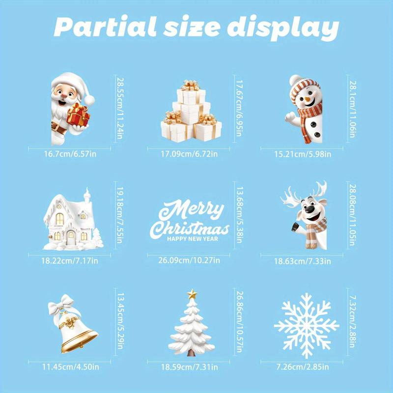 Cartoon Christmas  Pattern Double Sided Window Sticker, 1 Set Reusable Window Decal, Decorative Sticker for Home, Shop, Office