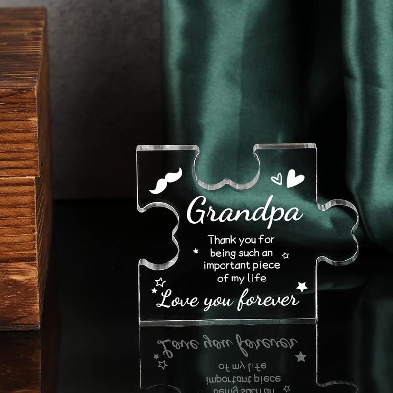 Grandpa Gifts  Puzzle Plaque - Grandpa Christmas Gifts - Gifts for Grandpa 3.35 x 2.76 Inch Desk Decorations - Fathers Day Birthday Card Gifts for Grandpa