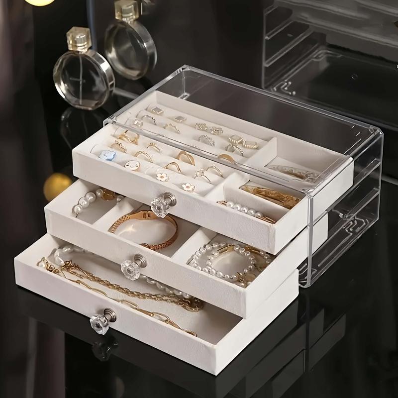 Jewelry Storage Box, 1 Count 3 Layer Drawer Type Jewelry Organizer, Desktop Jewelry Storage Box for Rings, Earrings, Necklaces, Bracelets