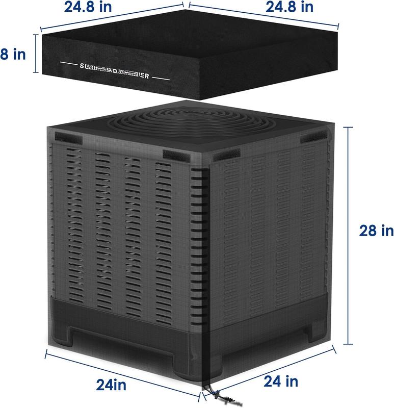 2 in 1 Air Conditioner Covers for Outside Units,Full Mesh & Detachable Waterproof Top AC Unit Defender Cover for All Season,Protect from Leaves,Snow & Dust 24