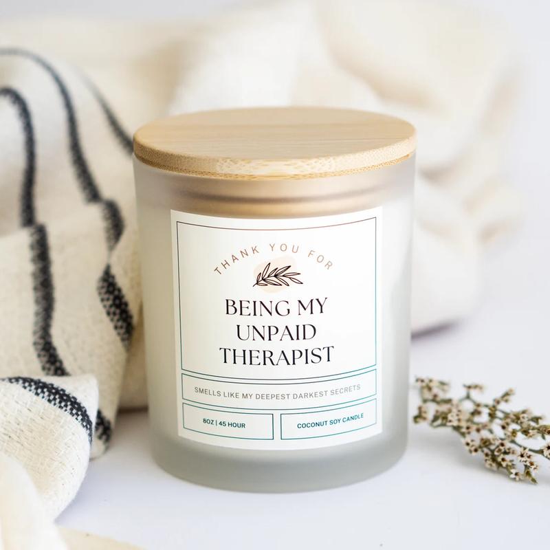 Thank You for Being my Unpaid Therapist Scented Candle, Funny Gift, Best Friend Gift, Funny Candles, Gifts for Her, Coworker Gift, Funny Candle, Best Friend Birthday Gift, Christmas Gift, Best Friend Gift Ideas