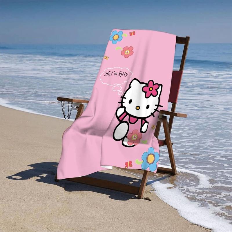 Cute Pink Kitty Halloween Beach Towel 31