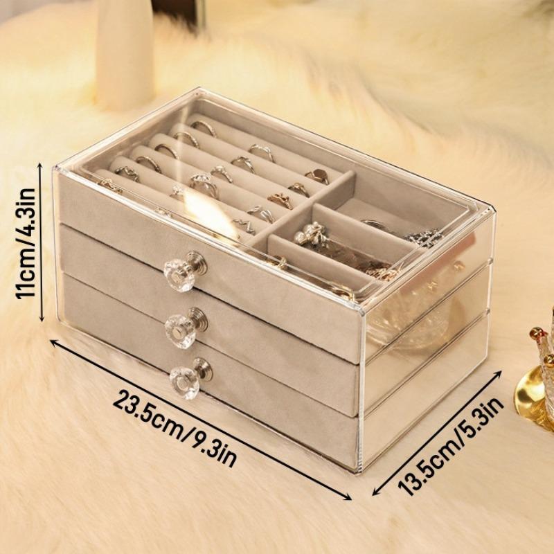 Jewelry Storage Box, 1 Count 3 Layer Drawer Type Jewelry Organizer, Desktop Jewelry Storage Box for Rings, Earrings, Necklaces, Bracelets