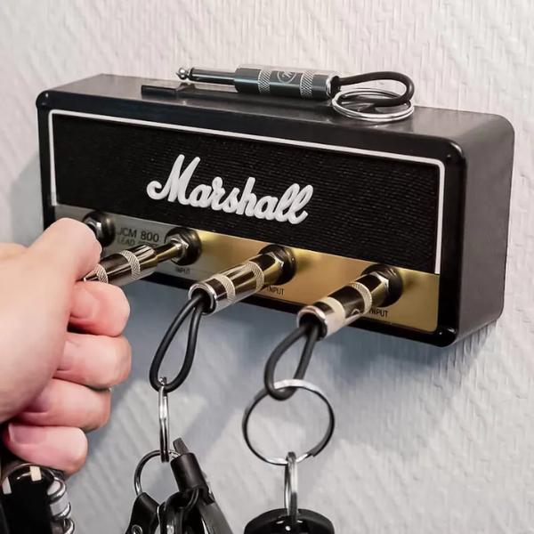 Marshall Jack Rack Key Holder | Wall Mountable Key Rack | Black | Decorative | Guitar Plug Design - Organiser, Plastic Hangable Rock Star