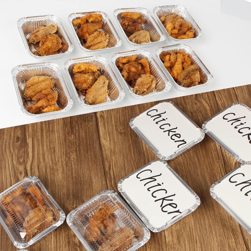 50 Pack Small 8 OZ 230ML Capacity Disposable Takeout Pans with Clear Plastic Lids - 5.11x3.94x1.57 Aluminum Foil Food Containers with Strong Seal for Catering Party Meal Prep Freezer BBQ Potluck