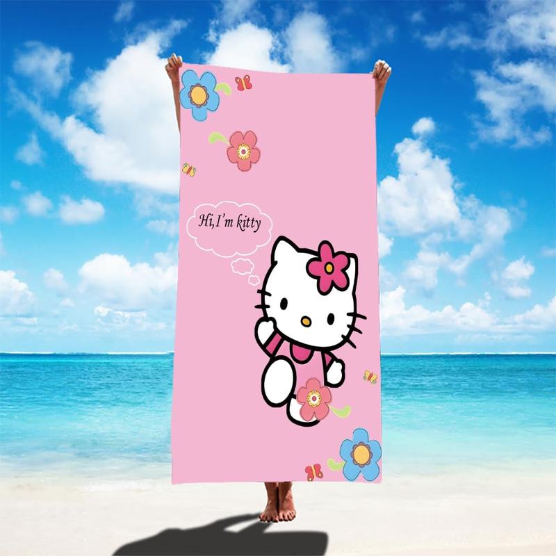 Cute Pink Kitty Halloween Beach Towel 31