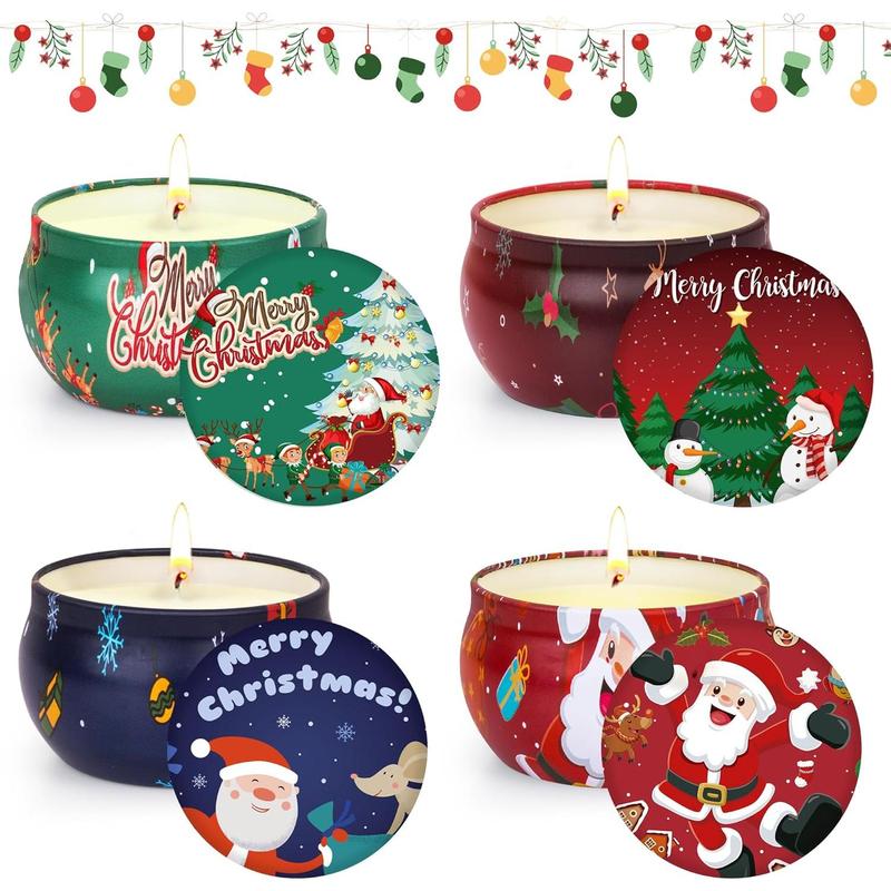 Christmas Gifts, Scented Candles Gift Set for Women, 4 Pack  Candles for Home Scented Merry Chriatmas, Natural Soy Wax Candles Gift Set for Christmas Decoration Gift Ideal