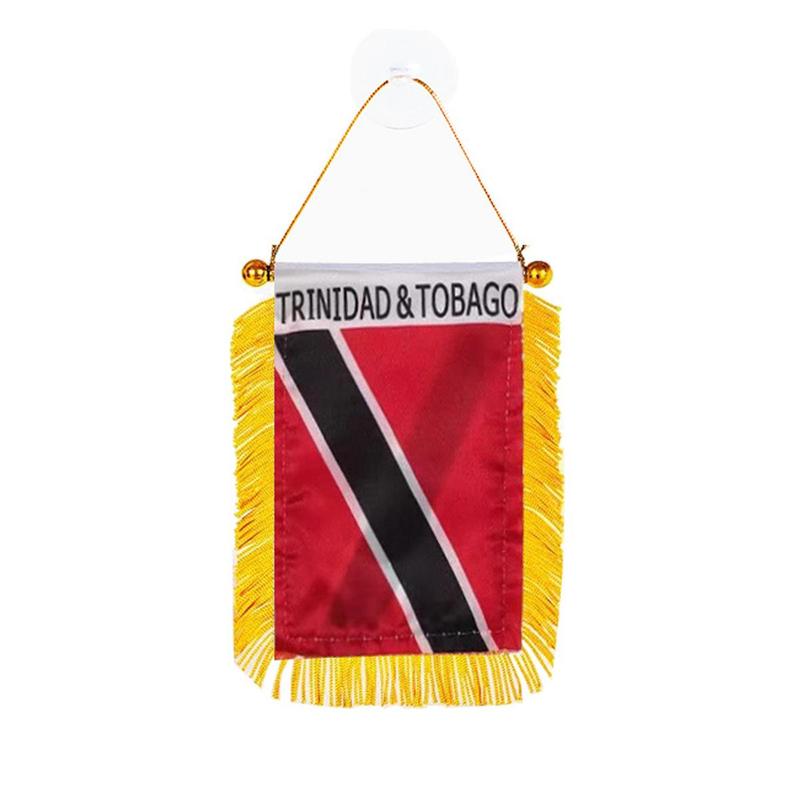 Trinidad and Tobago Flag Decorations, Window Hanging Flag, 3x4inch 8x12cm Double Sided Mini Flag Banner with Suction Cup, Car Hanging Decor