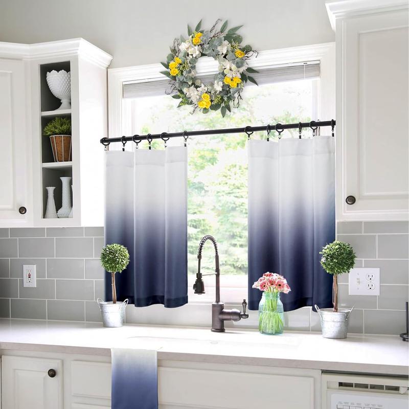 Small Window Curtains for Bathroom,Short Waterproof Curtain for Shower Window,Navy Blue,36 Inch Length