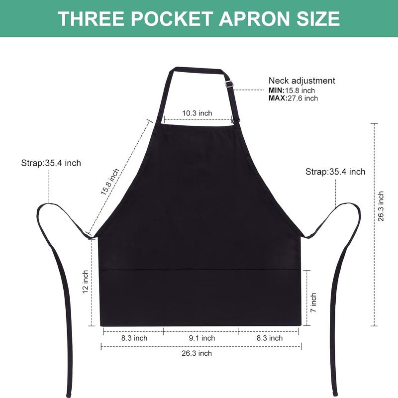 2 Pack 3 Pockets Adjustable Bib Apron Chef Kitchen Cooking Aprons for Women Men