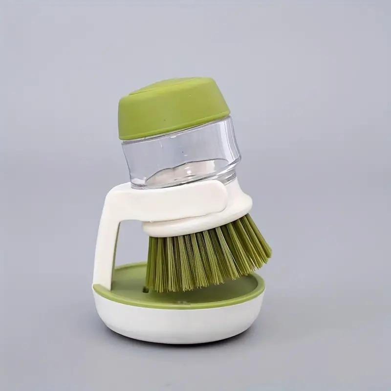 Kitchen Cleaning Brush, 1 Set Automatic Liquid Addition Pot Brush with Brush Holder, Household Cleaning Tool for Kitchen