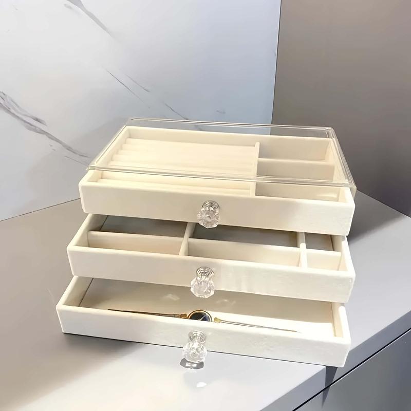 Jewelry Storage Box, 1 Count 3 Layer Drawer Type Jewelry Organizer, Desktop Jewelry Storage Box for Rings, Earrings, Necklaces, Bracelets