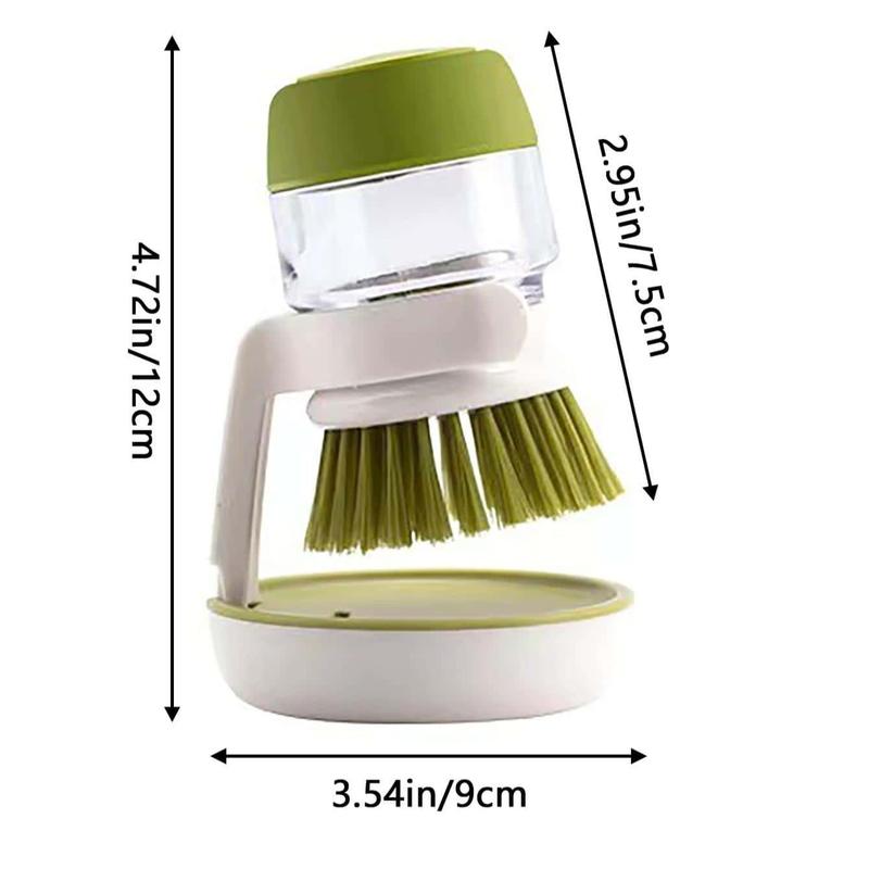 Kitchen Cleaning Brush, 1 Set Automatic Liquid Addition Pot Brush with Brush Holder, Household Cleaning Tool for Kitchen