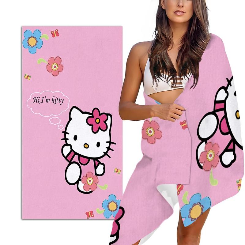 Cute Pink Kitty Halloween Beach Towel 31