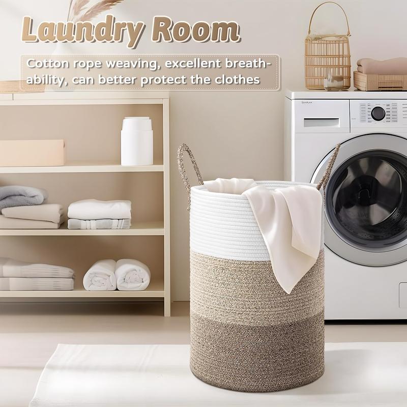 Laundry Basket,Woven Cotton Rope Laundry Hamper for Decorative Storage of Dirty Clothes,Toys and Blankets in Bathroom,Bedroom and Living Room Organiser