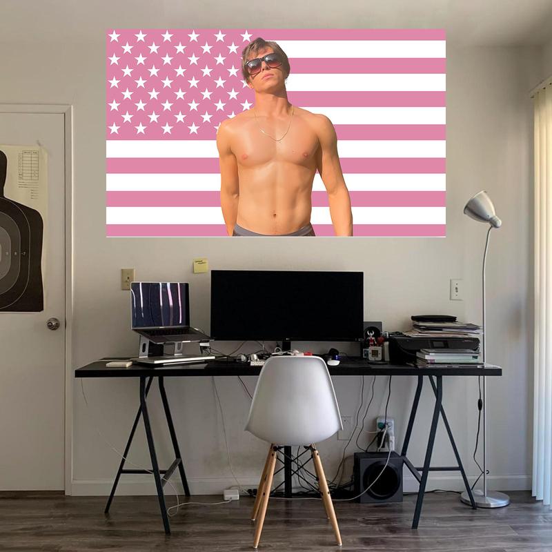 Nicholas Alexander Chavez Pink American Flag 3x5Ft Tapestry for Wall Hanging College Dorm Men Cave Decor Banner with