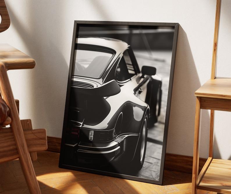 Rear View Porsche 911 Poster | Luxury Sport Wall Art | Printable Black and White Car Print