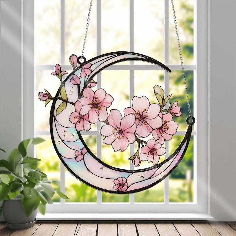 Cherry Blossom Acrylic Window Hanging Decor, Sakura Flower Window Hangings, Wall Art Decoration, Cherry Blossom Lover Gift Ornaments Hangable