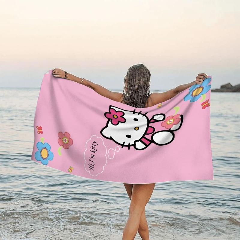 Cute Pink Kitty Halloween Beach Towel 31