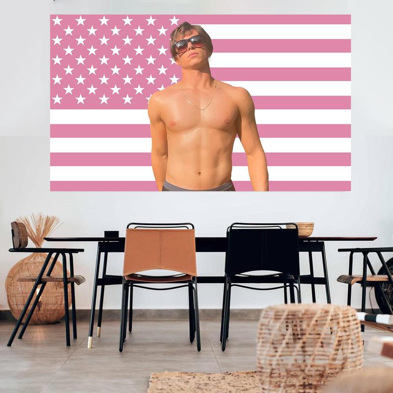 Nicholas Alexander Chavez Pink American Flag 3x5Ft Tapestry for Wall Hanging College Dorm Men Cave Decor Banner with