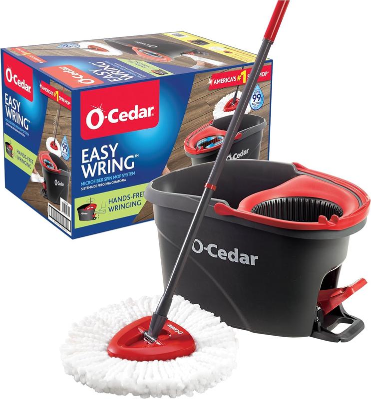 Microfiber Spin Mop, Bucket Floor Cleaning System, Red, Gray, Standard