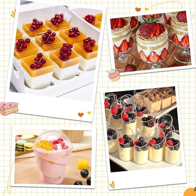 380 Pack Mini Dessert Cups with Spoons and lids, 3 and 5 oz Mini Clear Parfait Cups, Shooters Cups for Party, Round Yogurt Cups, Reusable Fruit Ice Cream Cake Pudding Cups