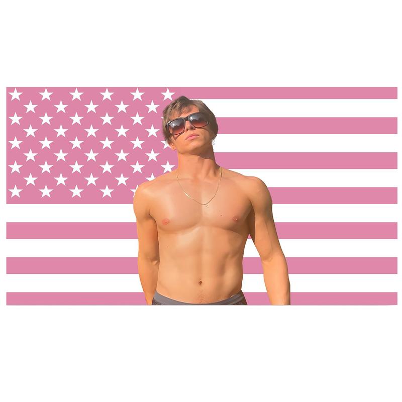 Nicholas Alexander Chavez Pink American Flag 3x5Ft Tapestry for Wall Hanging College Dorm Men Cave Decor Banner with