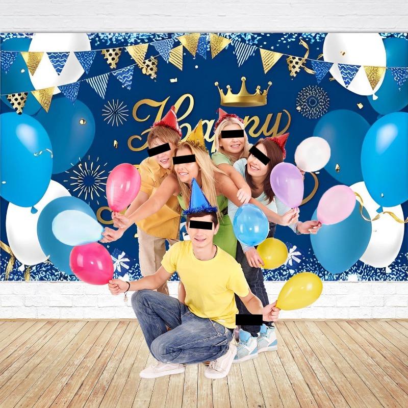 Happy Birthday Decorations Backdrop Man, Navy Blue and Gold Birthday Backdrop Sign, Happy Birthday Banner, Birthday Party Supplies Photo Background for Women Men Girlfriend  Boyfriend 70.8 x 43.3 inches