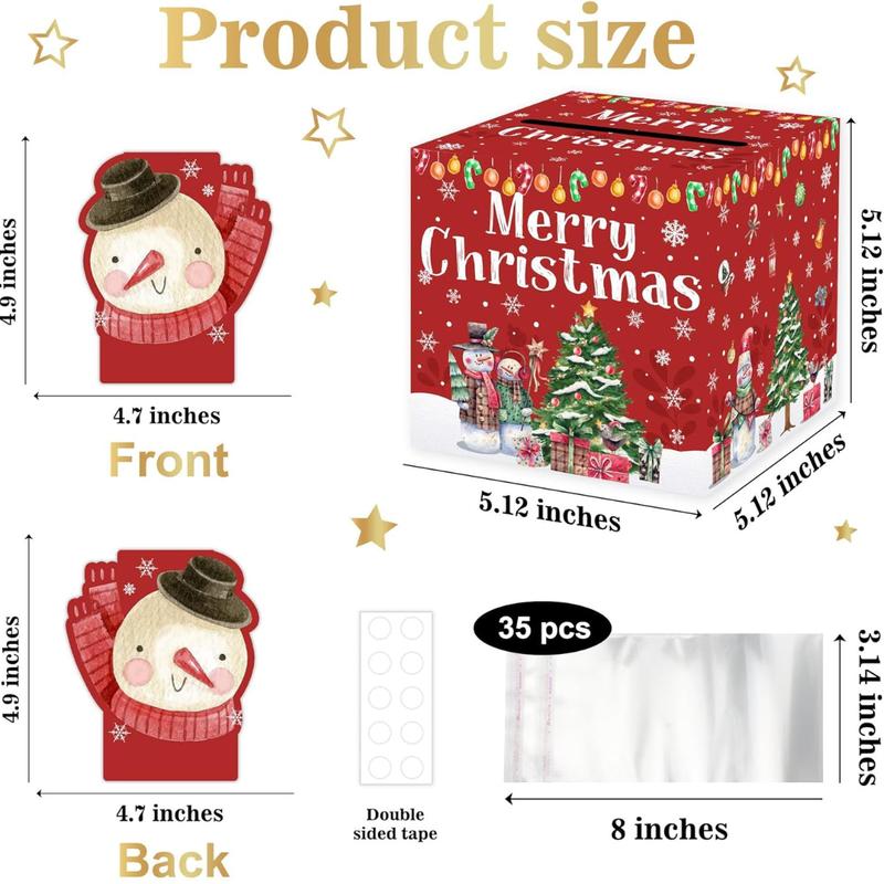 [Fast Shipping]  Christmas Party Gifts, Christmas Money Box for Cash Pull, Christmas Money Pull Box with Snowman Card and Transparent Bags