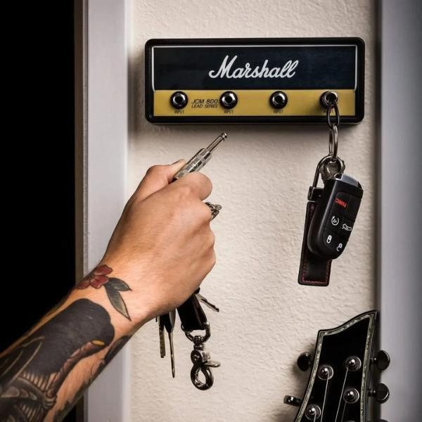 Marshall Jack Rack Key Holder | Wall Mountable Key Rack | Black | Decorative | Guitar Plug Design - Organiser, Plastic Hangable Rock Star