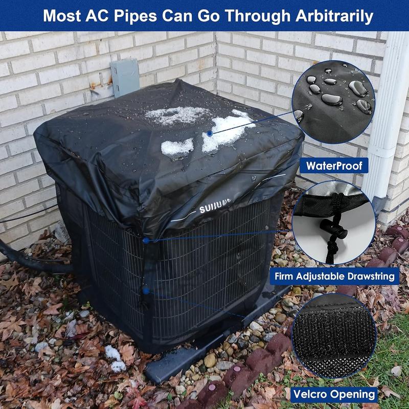 2 in 1 Air Conditioner Covers for Outside Units,Full Mesh & Detachable Waterproof Top AC Unit Defender Cover for All Season,Protect from Leaves,Snow & Dust 24