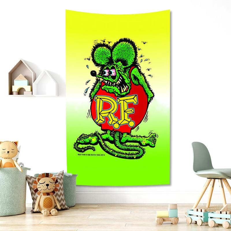 Rat Fink Fashion Tapestry Funny Meme Print Cloth Bar Motocycle Club Or Home Garage Bedroom Wall Decorations tapestry for bedroom University Dormitory