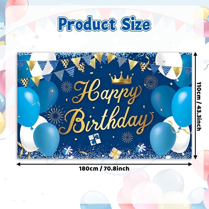 Happy Birthday Decorations Backdrop Man, Navy Blue and Gold Birthday Backdrop Sign, Happy Birthday Banner, Birthday Party Supplies Photo Background for Women Men Girlfriend  Boyfriend 70.8 x 43.3 inches