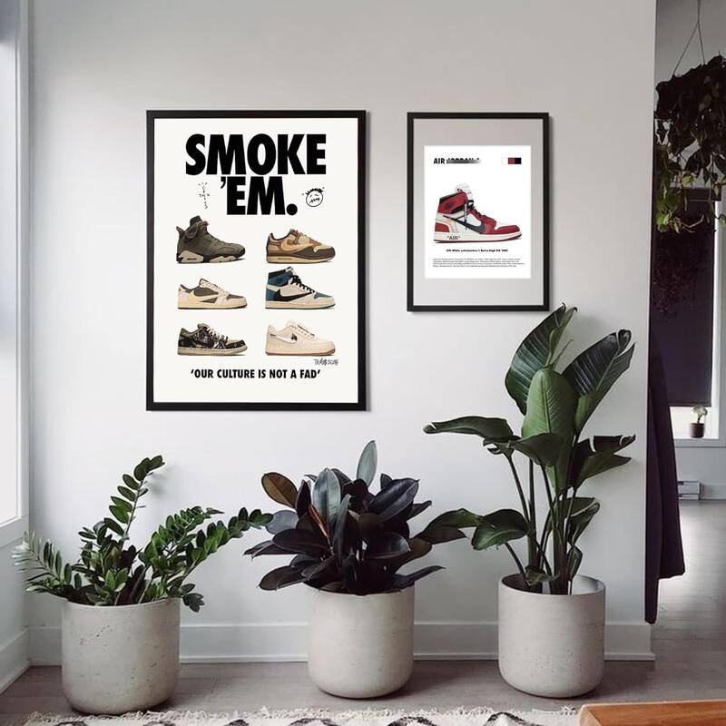 Sneaker Poster Unframed - Hypebeast Room Decor Shoes Poster for Boys Guys Men Room - AJ-Travis Scott - Wall Art Décor Aesthetic Cool Poster Shoes Painting Canvas Wall Posters And Art Picture Print Modern Family Bedroom Decor