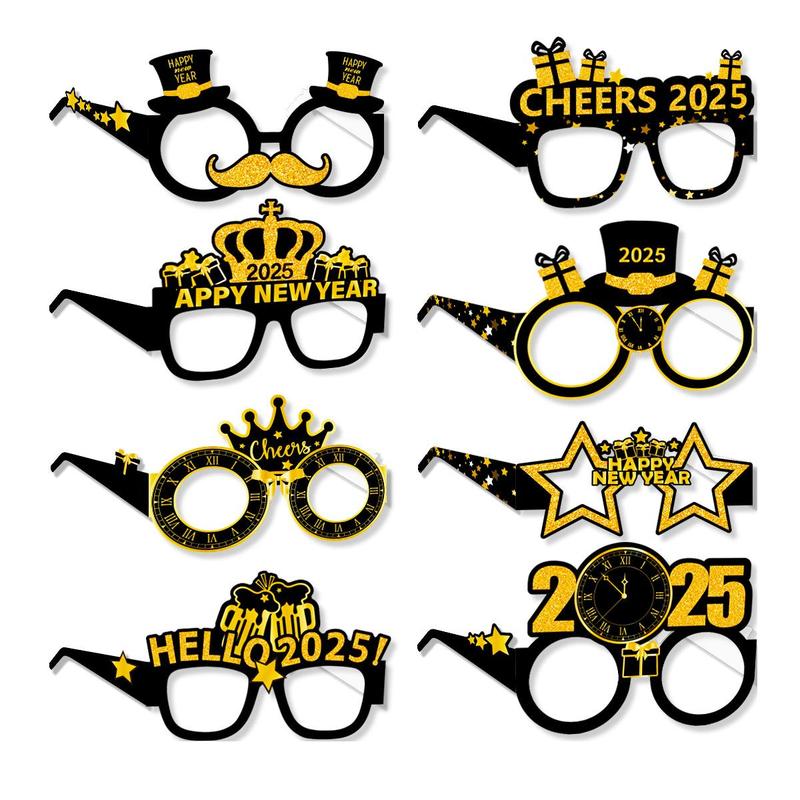 2025 New Year Party Glasses, 16pcs set Paper Party Eyewear, Party Decoration Supplies for Holiday Decoration, Party Supplies