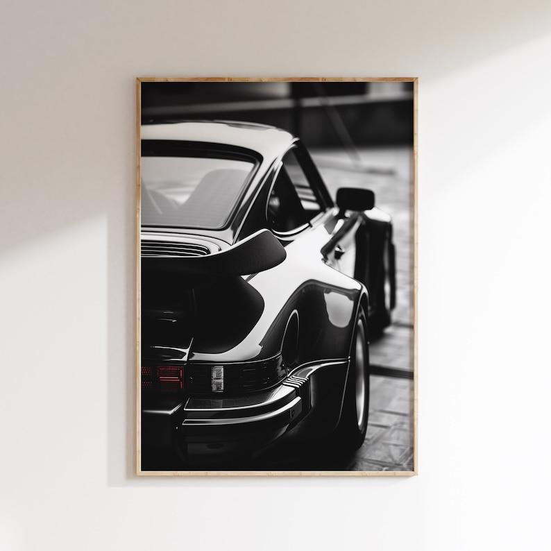 Rear View Porsche 911 Poster | Luxury Sport Wall Art | Printable Black and White Car Print