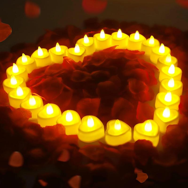 free shipping,Rose Petals, Rose Petals for Romantic Night for Her Set, Rose Petals and Candles Set, 1000Pcs Red Petals, Romantic Decorations Special Night, 24 Pcs Led Candles, Valentines Day Decor