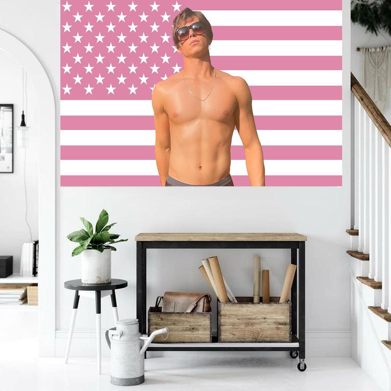 Nicholas Alexander Chavez Pink American Flag 3x5Ft Tapestry for Wall Hanging College Dorm Men Cave Decor Banner with